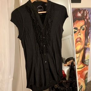 Inc Ruffled Short Sleeved Top